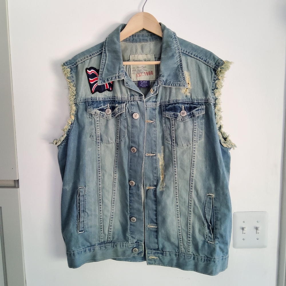 Denim Vest. Fringe, Size XXL. Mens